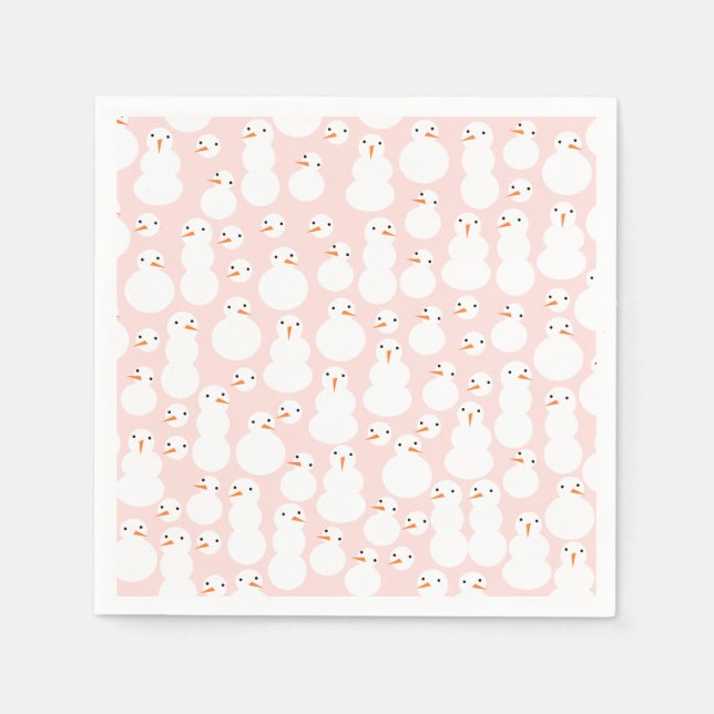 Cute Snowmen Paper Napkins Pappersservett (Framsidan)