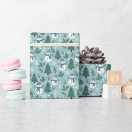 Cute Snowmen Winter Pattern Wrapping Paper Roll Presentpapper