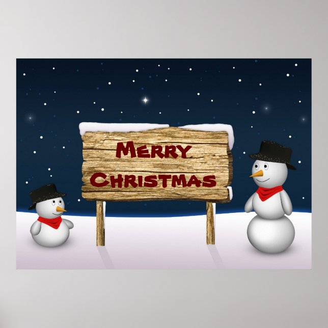 Cute Snowmen wishing Merry Christmas Poster (Framsidan)