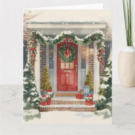 Cute Snowy Christmas Porch  Kort