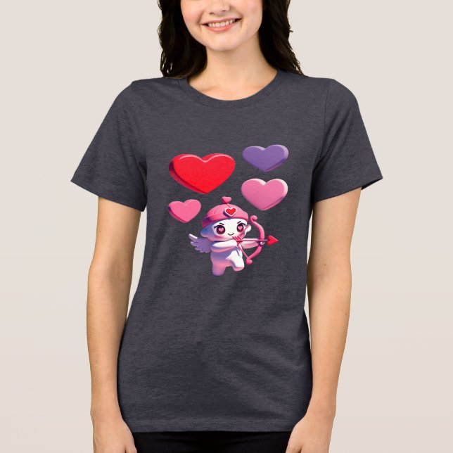 Cute Snowy Cupid Valentine Shirt – Adorable Angel  T (Framsida)