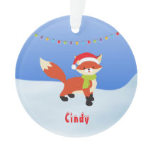 Cute Snowy Fox i Santa Hat