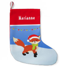 Cute Snowy Fox i Santa Hat