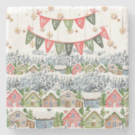 Cute Snowy-julbyn Stenunderlägg