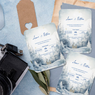 Cute Snowy Ligcape Winter Wedding bjudande Magnet