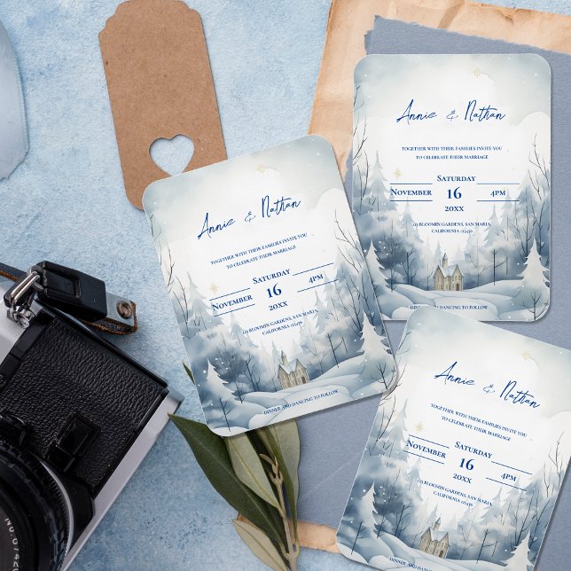 Cute Snowy Ligcape Winter Wedding bjudande Magnet (Cute Snowy Landscape Winter Wedding Invitation Magnet)