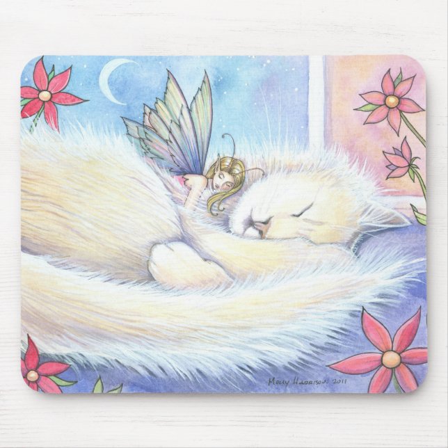 Cute Snuggling Cat and Fairy Mousepad Musmatta (Framsidan)