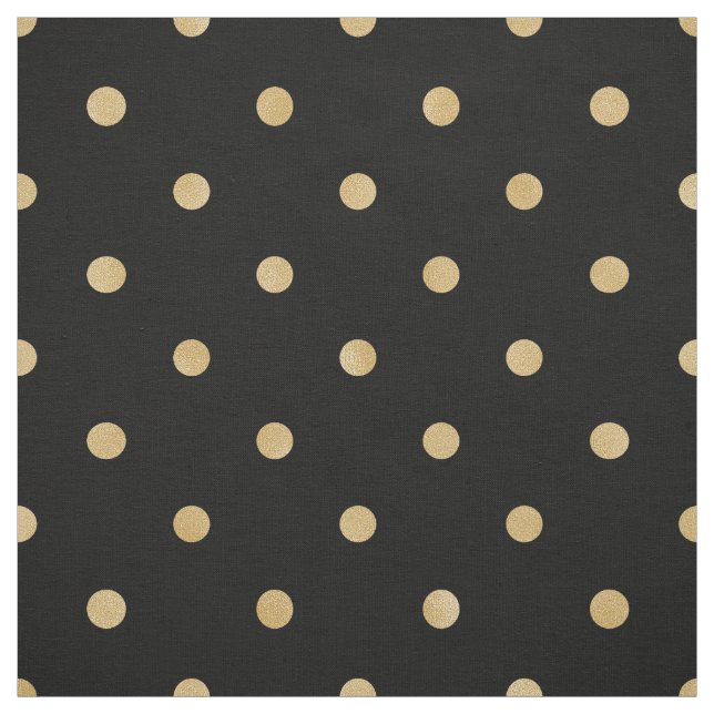 Cute Snyggt Classic Black Guld Polka Dot Mönster Tyg (Provkarta)