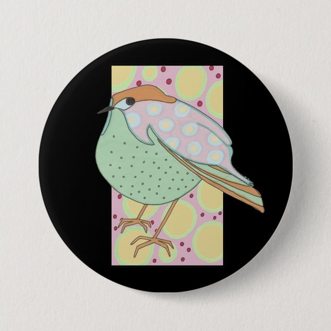 Cute Snyggt Framed Pastel Songbird Knapp (Framsida)