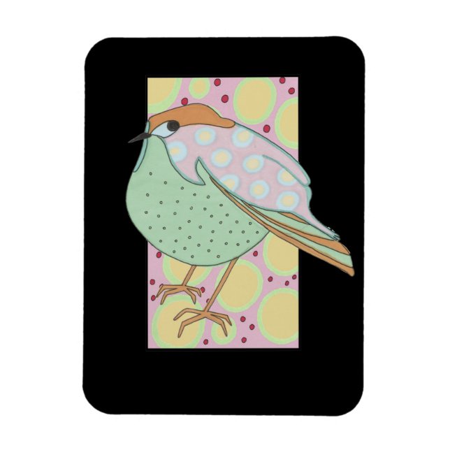 Cute Snyggt Framed Pastel Songbird Magnet (Vertikal)