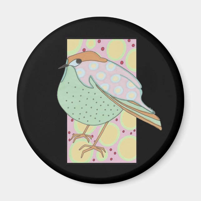 Cute Snyggt Framed Pastel Songbird Magnet (Framsidan)