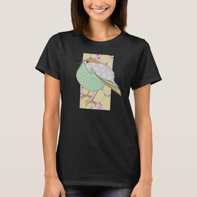 Cute Snyggt Framed Pastel Songbird T Shirt (Framsida)
