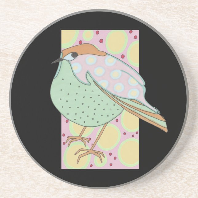 Cute Snyggt Framed Pastel Songbird Underlägg (Framsidan)