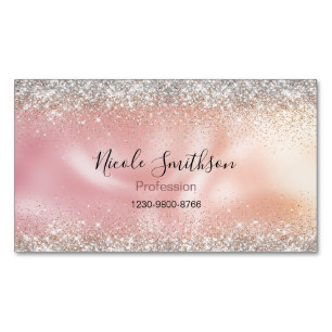 Cute snyggt guld faux glitter monogram magnetiska visitkort