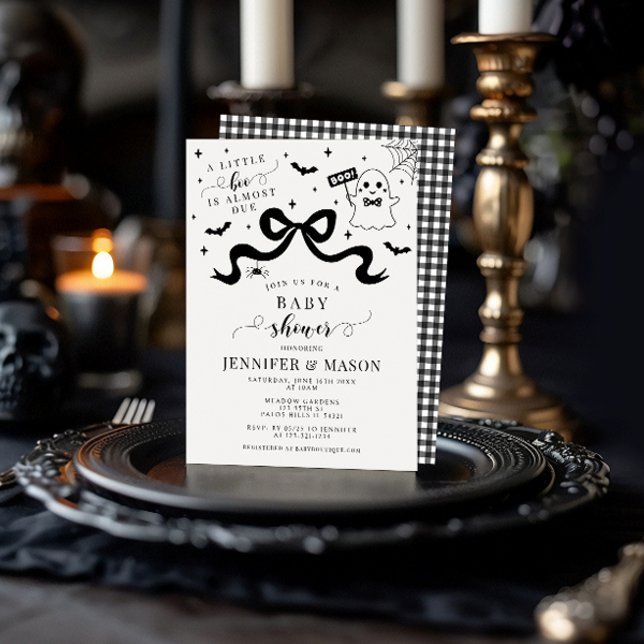 Cute Snyggt Little Boo Ghost Bow Pojke Shower Inbjudningar (Skapare uppladdad)