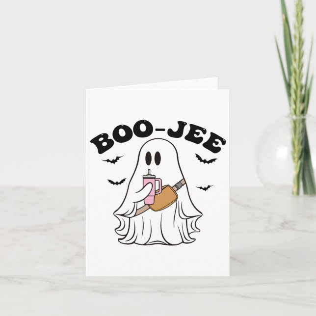 Cute Snyggt Spooky Season Ghost Halloween Boujee Kort (Framsida)