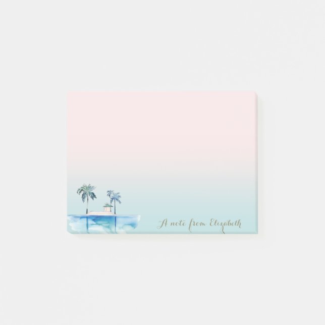 Cute Snyggt Tropical, Handflatan,Ocean Post-it Block (Framsida)