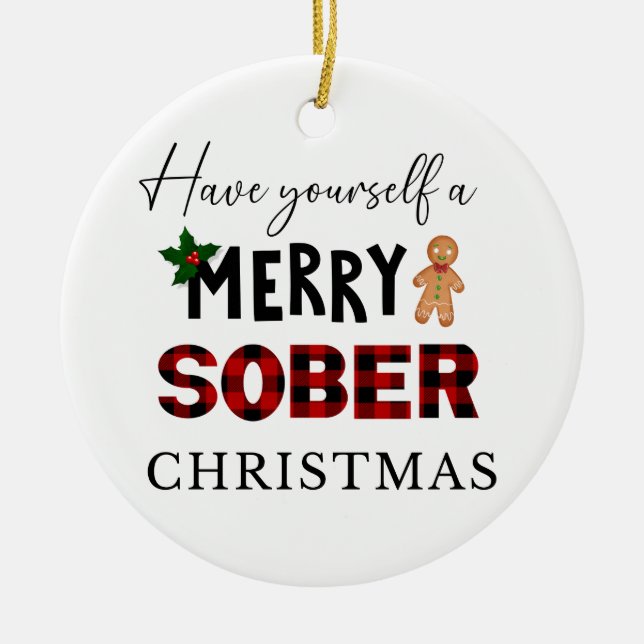 Cute Sobriety JULAFTON Gift, nykter jul Julgransprydnad Keramik (Framsidan)