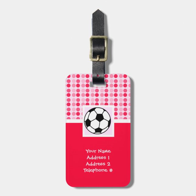 Cute Soccer Ball Bagagebricka (Vertikal Framsida)