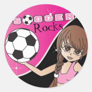 Cute Soccer Ball Girl Player - Rosa Runt Klistermärke