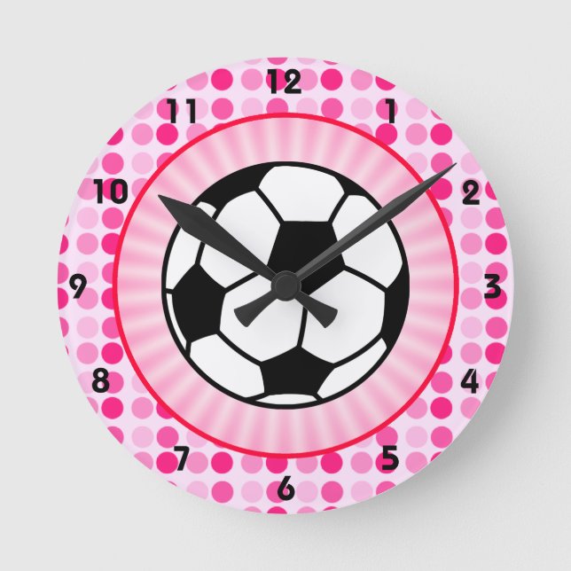 Cute Soccer Ball Rund Klocka (Framsida)