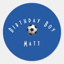 Cute Soccer Birthday Boy Blue and White
