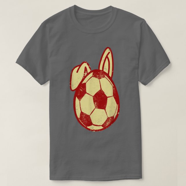 Cute Soccer Bunny Hunting Eggs Boll-fotbollsspelar T Shirt (Design framsida)