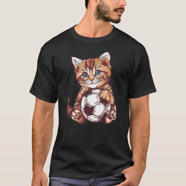 Cute Soccer Cat T Shirt (Framsida)