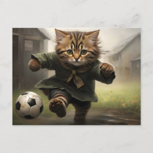 Cute Soccer Cat Vykort