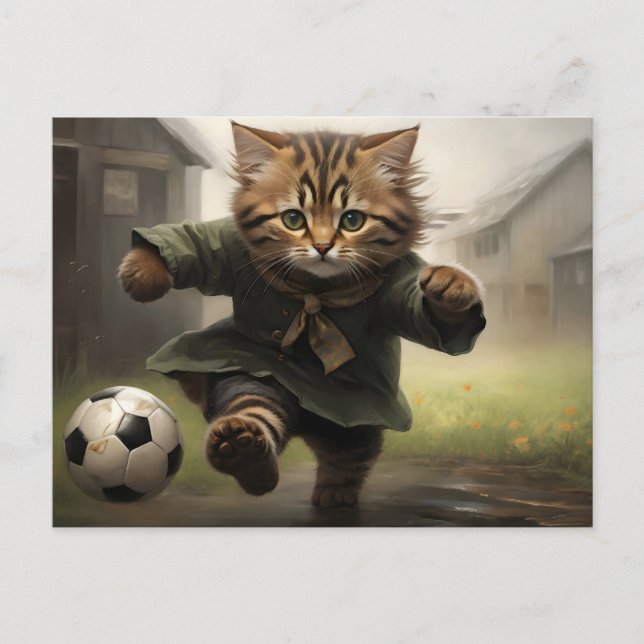 Cute Soccer Cat Vykort (Framsida)