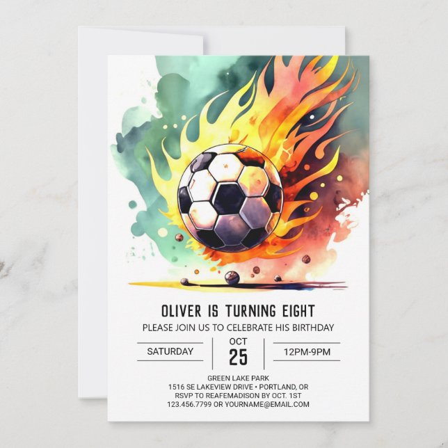 Cute Soccer Children's Printable Birthday Inbjudningar (Framsida)