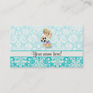 Cute Soccer; Damask Visitkort