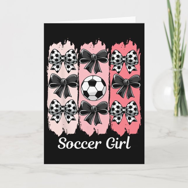 Cute Soccer Girl Coquette Bow Soccer Girl Soccer B Kort (Framsida)