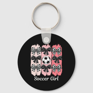 Cute Soccer Girl Coquette Bow Soccer Girl Soccer B Nyckelring