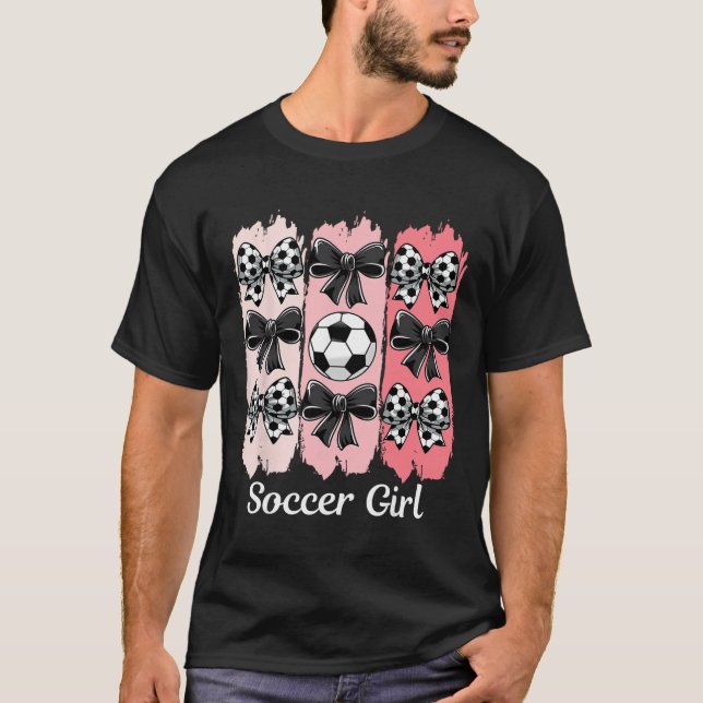Cute Soccer Girl Coquette Bow Soccer Girl Soccer B T Shirt (Framsida)