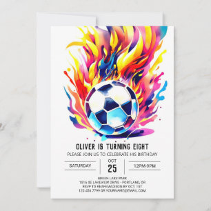 Cute Soccer Kids Editable Birthday Inbjudningar