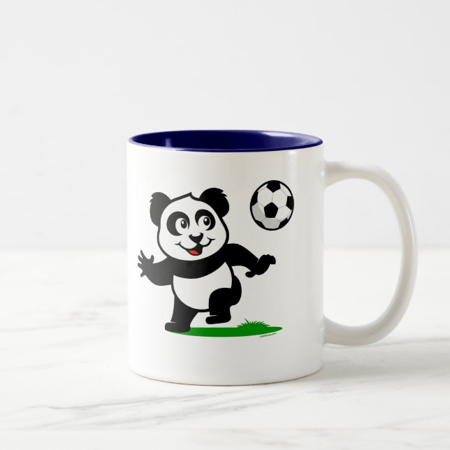 Cute Soccer Panda Två-Tonad Mugg (Höger)