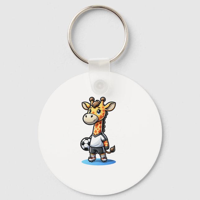 Cute Soccer Player Giraffe. Nyckelring (Framsida)