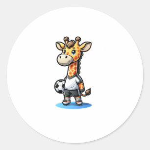Cute Soccer Player Giraffe. Runt Klistermärke