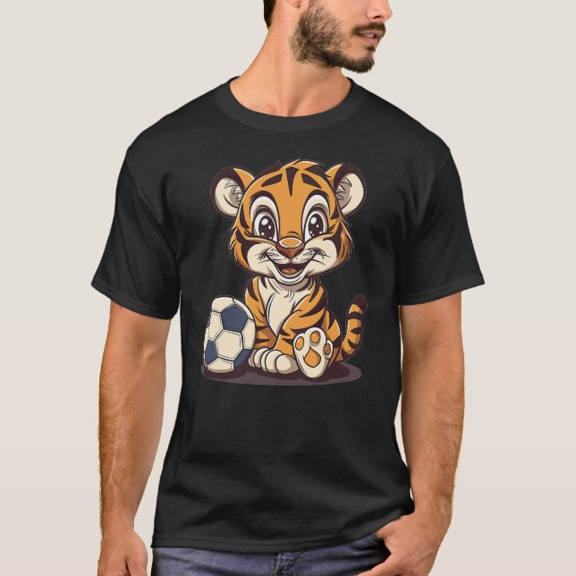 Cute Soccer Tiger T Shirt (Framsida)