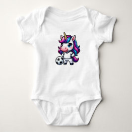 Cute Soccer Unicorn Rainbow Hair Kids Sports Gift T Shirt