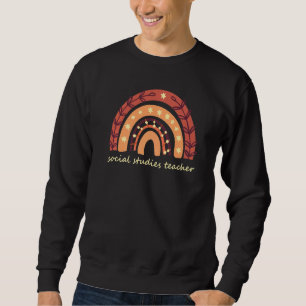 Cute Social Studies Teacher Retro Boho Rainbow Lång Ärmad Tröja