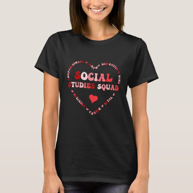 Cute Social Studies Teacher Valentines Day Heart T Shirt (Framsida)