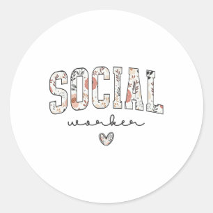 Cute Social Worker-Blommigt, support för Social Runt Klistermärke