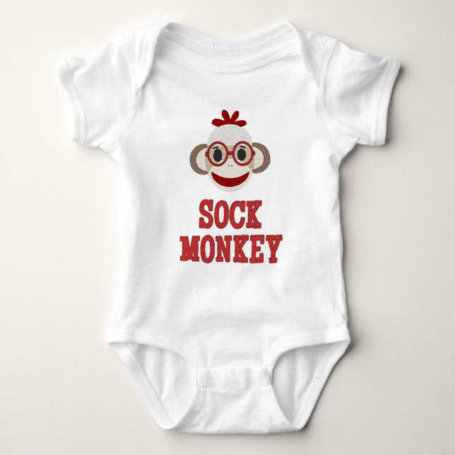 "Cute Sock monkey" BABY BODYSUIT Tröja (Framsida)