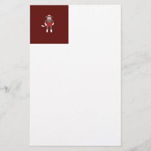 Cute Sock monkey med Hat Holeart Brevpapper