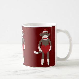 Cute Sock monkey med Hat Holeart Kaffemugg