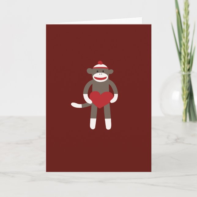 Cute Sock monkey med Hat Holeart Kort (Framsida)