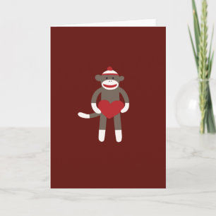 Cute Sock monkey med Hat Holeart Kort