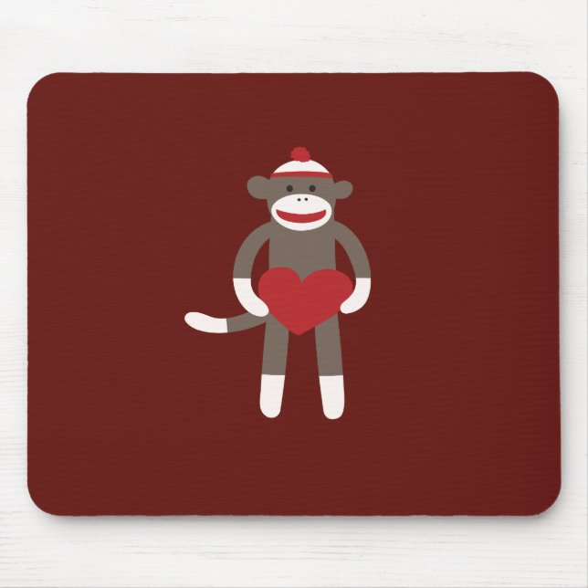 Cute Sock monkey med Hat Holeart Musmatta (Framsidan)